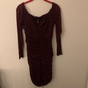 Maroon Drawstring Dress